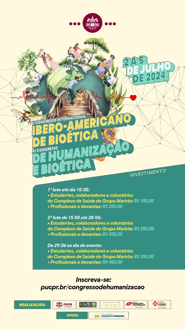 Estão abertas inscrições para congresso sobre bioética e humanização na saúde na era digital, que acontece entre dias 2 e 5 de julho Créditos: Divulgação